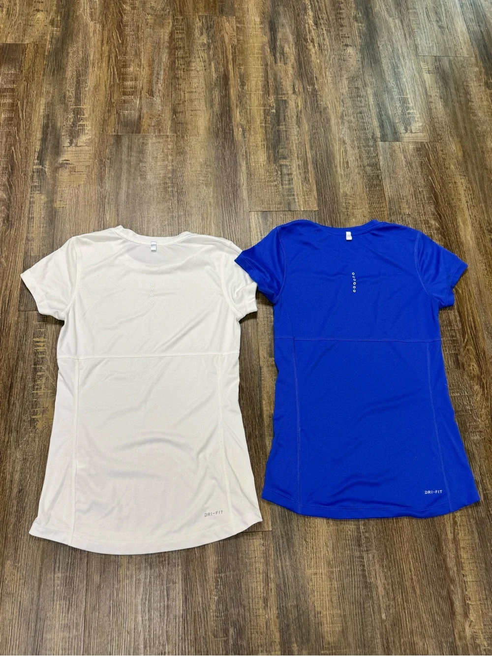 Nike White Short Sleeve Dri-FIT Running Tee with Gray Swoosh Bundle Of 2